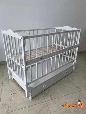 Дитяче ліжечко для новонароджених Ангеліна, з шухлядою, відкидний бік, бук білий