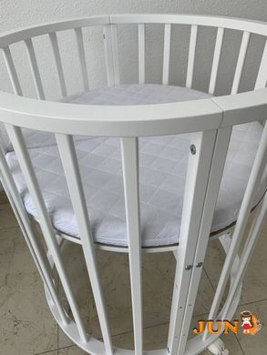 Дитяче ліжечко для новонароджених кругла трансформер овальне Сонечко, без шухляди 7 в 1 біле