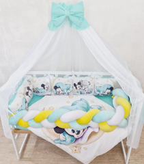 Комплект постельного белья Bonna Premium в детскую кроватку Микки Мята