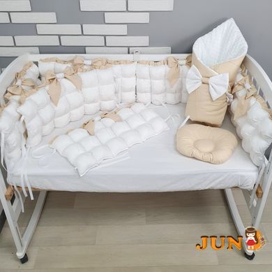 Комплект постільної білизни, в дитяче ліжечко - Біло-бежеві бомбони