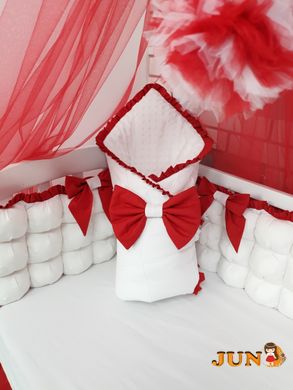 Комплект постільної білизни, в дитяче ліжечко - Біло- червоні бомбони