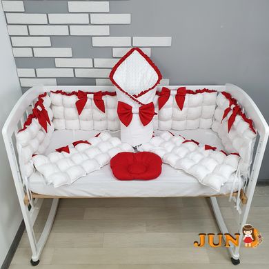 Комплект постільної білизни, в дитяче ліжечко - Біло- червоні бомбони