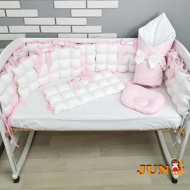 Комплект постільної білизни, в дитяче ліжечко  - Біло- рожеві бомбони