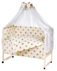 Комплект постільної білизни в дитяче ліжечко Qvatro Gold RG-08 малюнок бежевий (різнокольорові сови)