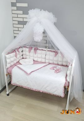 Комплект постільної білизни, в дитяче ліжечко - Біло- пудрові бомбони