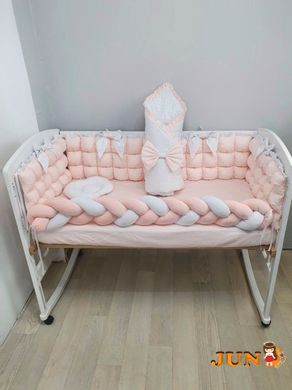 Комплект постільної білизни, в дитяче ліжечко  - Персиково-білі бомбони