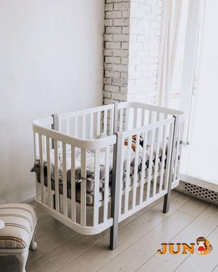 Дитяче ліжечко для новонароджених дитяче Мія без шухляди з маятником біла з сірим