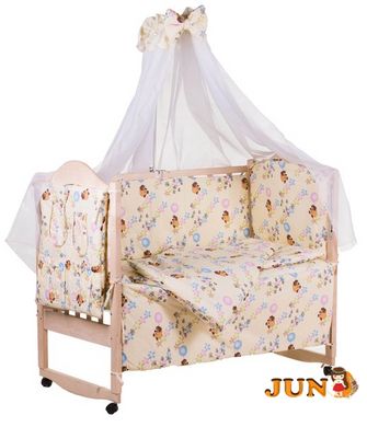 Комплект постельного белья в детскую кроватку Qvatro Gold RG-08 рисунок бежевый (винни-пух с шариками)