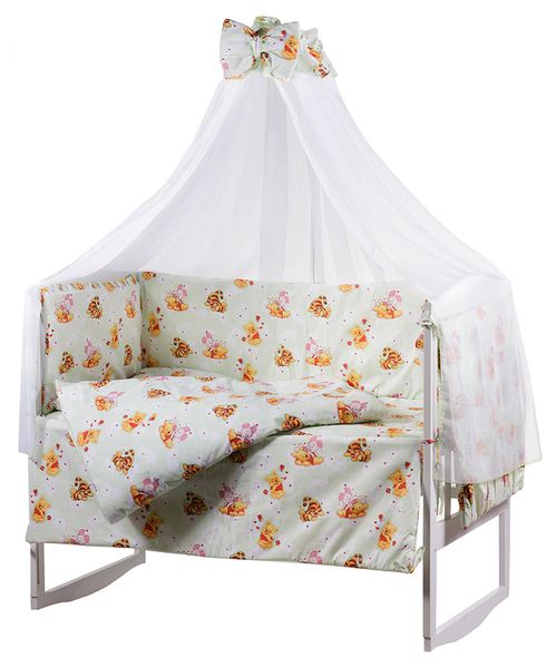 Комплект постільної білизни в дитяче ліжечко Qvatro Gold RG-08 малюнок салатовий (вінні-пух, тигра, п'ятачок)