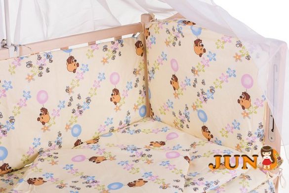 Комплект постільної білизни в дитяче ліжечко Qvatro Gold RG-08 малюнок бежевий (вінні-пух з кульками)