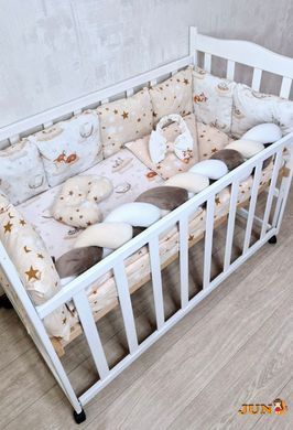 Комплект постільної білизни Bonna Elegance New в дитяче ліжечко Сплячі звірі Бежеві зірки