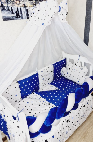 Комплект постільної білизни Bonna Koss в дитяче ліжечко Зірки Синій