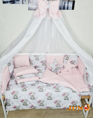 Комплект постільної білизни Bonna Elit в дитяче ліжечко Тедді Рожевий