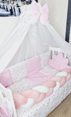 Комплект постільної білизни Bonna Koss в дитяче ліжечко Зірки Рожевий