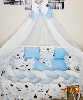 Комплект постільної білизни Bonna Koss в дитяче ліжечко Корона Блакитний