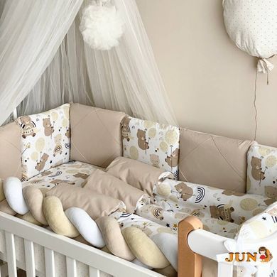 Комплект постельного белья для новорожденного Happy night Мишка с шариками, цвет бежевый