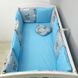Защита в кроватку - плоские подушки на 4 стороны + простыня и подушка, Голубой-серый с мишками