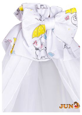 Комплект постільної білизни в дитяче ліжечко Babyroom Comfort-08 білий (слоники з жовтою парасолькою)
