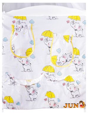 Комплект постельного белья в детскую кроватку Babyroom Comfort-08 белый (слоники с желтым зонтиком)
