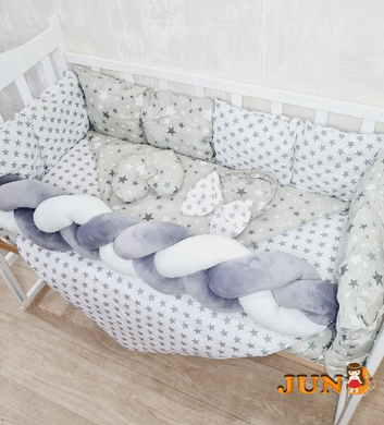 Комплект постільної білизни Bonna Elegance в дитяче ліжечко Зірки Сірий