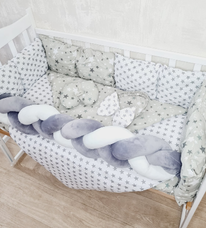 Комплект постельного белья Bonna Elegance в детскую кроватку Звезды Серый