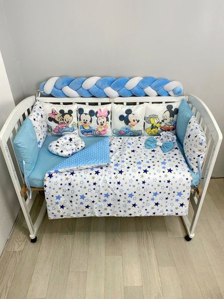Комплекти постільної білизни, в дитяче ліжечко. Мікі Мауси блакитні