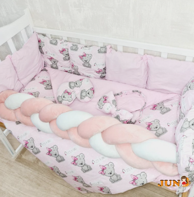 Комплект постільної білизни Bonna Elegance в дитяче ліжечко Тедді Рожевий