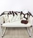 Комплект постельного белья + Конверт на выписку-с подушечками, в детскую кроватку. Молочно- шоколадный, с бусинками