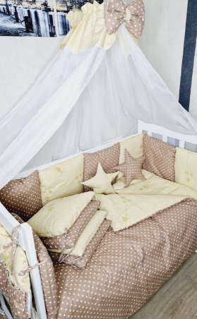 Комплект постільної білизни Bonna Elit в дитяче ліжечко Горох Коричневий