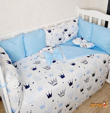 Комплект постільної білизни Bonna Eco в дитяче ліжечко Корона Блакитна