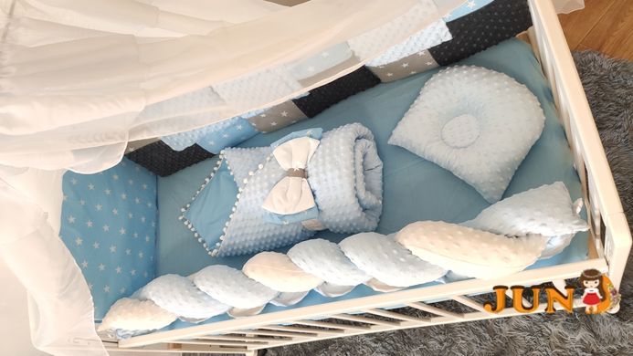 Комплект постільної білизни Мінки в дитяче ліжечко блакитний