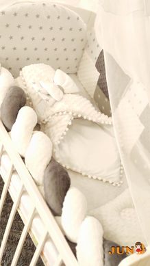 Комплект постільної білизни Мінки в дитяче ліжечко білий з чорним