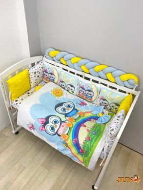 Комплекти постільної білизни, в дитяче ліжечко. Пінгвіни жовто-блакитні