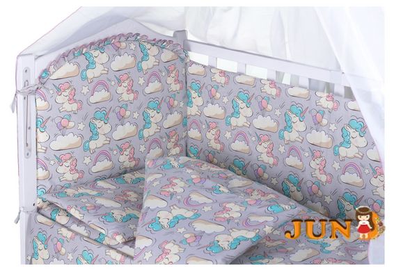Комплект постельного белья в детскую кроватку Babyroom Comfort-08 unicorn серый (единороги), Серый