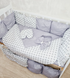 Комплект постільної білизни Bonna Eco в дитяче ліжечко Серця Сірий