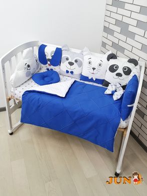Комплект постільної білизни, в дитяче ліжечко. Яскраво-сині іграшки з хмаринкою