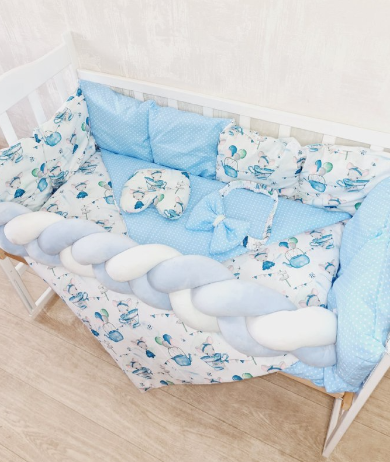 Комплект постельного белья Bonna Elegance в детскую кроватку Мышки Голубой