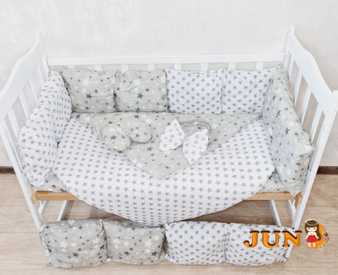 Комплект постельного белья Bonna Eco в детскую кроватку Звезды Серый