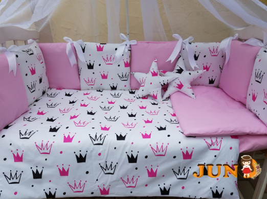 Комплект постільної білизни Bonna Elit в дитяче ліжечко Корона Рожевий