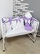 Комплект постільної білизни + Конверт на виписку-з подушечками, в дитяче ліжечко. Фіолетовий, з намистинками