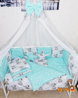 Комплект постільної білизни Bonna Elit в дитяче ліжечко Тедді М'ята