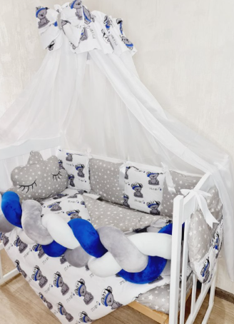 Комплект постельного белья Bonna Koss в детскую кроватку Тедди Синий