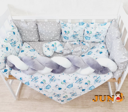 Комплект постільної білизни Bonna Elegance в дитяче ліжечко Мишки Сірий