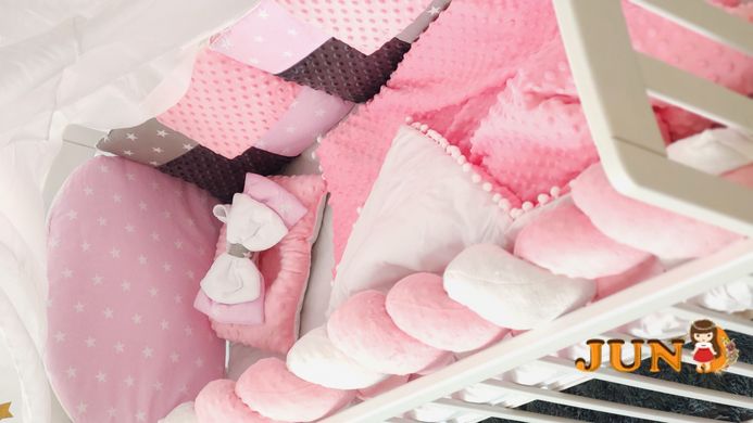 Комплект постільної білизни Мінки в дитяче ліжечко рожевий