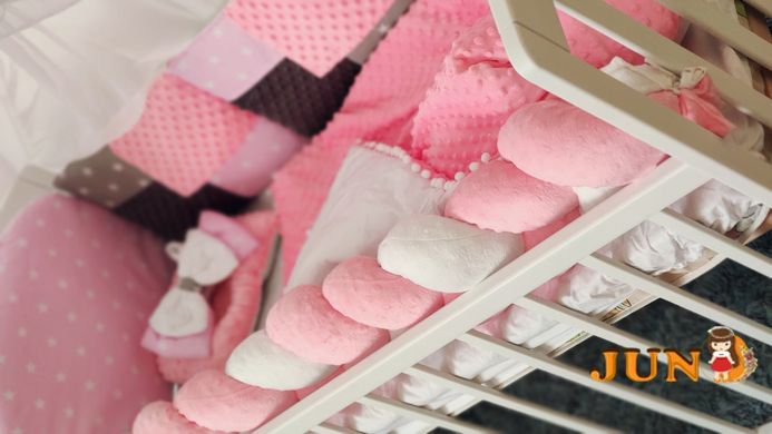 Комплект постільної білизни Мінки в дитяче ліжечко рожевий