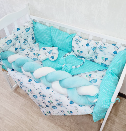 Комплект постельного белья Bonna Elegance в детскую кроватку Мышки Мята