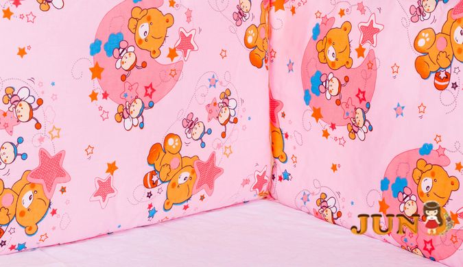 Захист у ліжечко Qvatro Gold ZG-02 рожевий (ведмедик, дві бджілки, зірки)