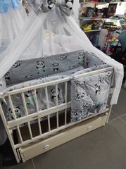 Комплект постельного белья в детскую кроватку Qvatro Gold RG-08 рисунок панда (серая с мятным)
