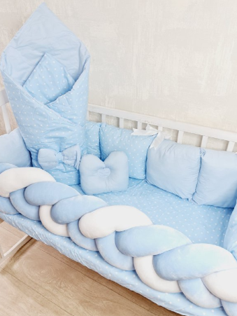 Комплект постільної білизни Bonna Elegance в дитяче ліжечко Блакитний