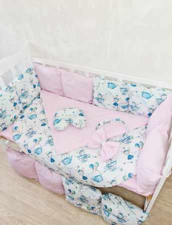 Комплект постільної білизни Bonna Eco в дитяче ліжечко Мишки Рожевий